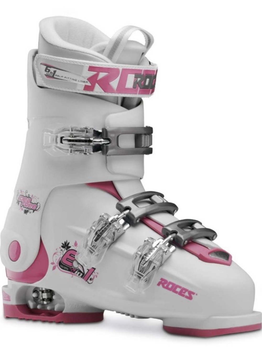 White & Pink Women's Ski Boot